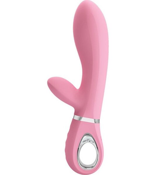 Rabbitvibrator Pretty Love Thomas i gammelrosa, med böjt skaft och arm för klitoris