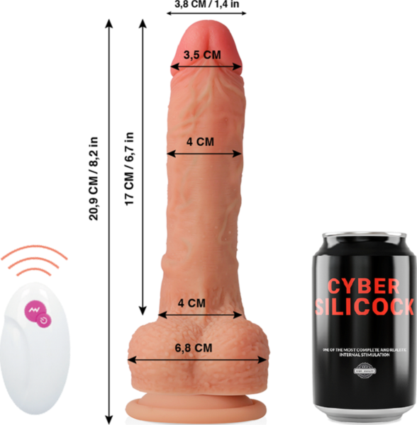 Realistisk dildo Cyber Silicock Master Huck med ådror, ollon, testiklar och sugproppsbas