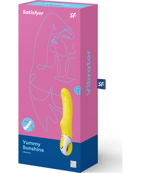 G-punktsvibrator Satisfyer Yummy Sunshine i gult, böjd och med räfflad yta