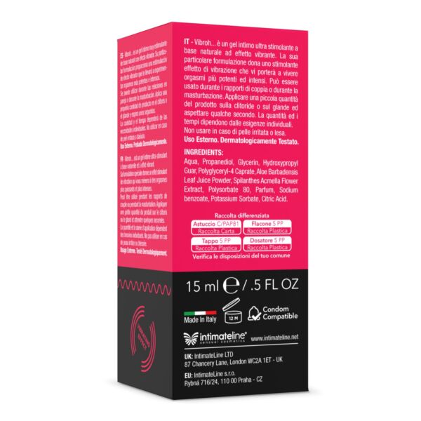 Flaska med stimulerande gel IntimateLine Vibroh på 15 ml