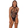 Bodystocking Lace Floral & Net Öppen Rygg