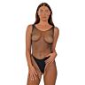 Bodystocking Lace Rhinestone med öppen gren-design