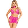 Lingerieset Leg Avenue Fuchsia Öppen Spets Top & Kjol