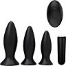 Analpluggar S Pleasures Premium Line Triplicity Black med Vibrerande Bullet