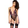 CHILIROSE CR 4721 Öppen Crotch Bodysuit med Strumpeband