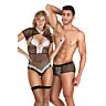 Par kostym S Pleasures fiskenät bodysuit-boxer