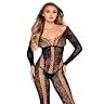 Bodystocking Leg Avenue 89369 med spets och nätpaneler