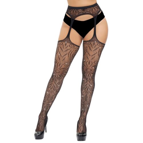 Strumpbyxor Lace Plus Size med rhinestones