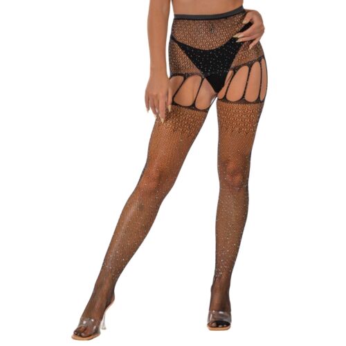 Strumpbyxor Lace Rhinestone Suspender