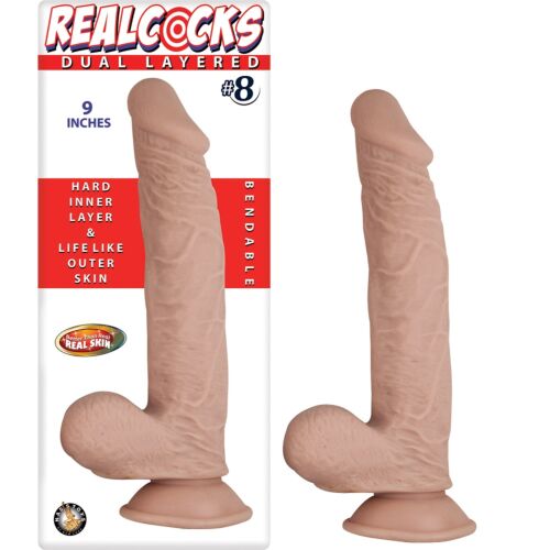Dildo Nasstoys RealCocks Dual Layer 9 tum med böjbar kärna