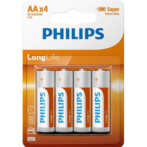 Batterier Philips AA Størrelse - 4 Pack Högkvalitativa Långvariga