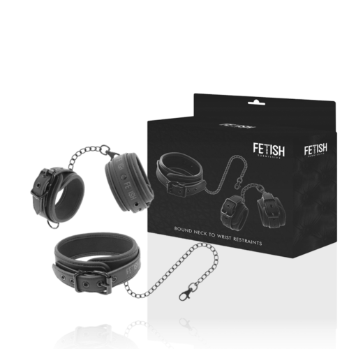 Bondage Set Fetish Submissive i Veganskt Läder med Halsband och Handbojor