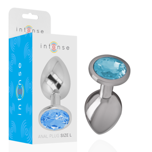 Analplug INTENSE Aluminium Metall med Blå Crystal