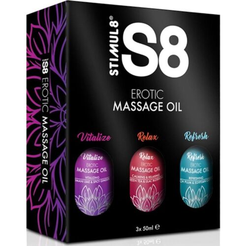 STIMUL8 S8 Massageolja Box 3 x 50ml