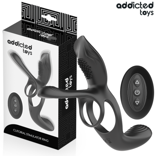 Double Penis Ring med Clitorisstimulator ADDICTED TOYS