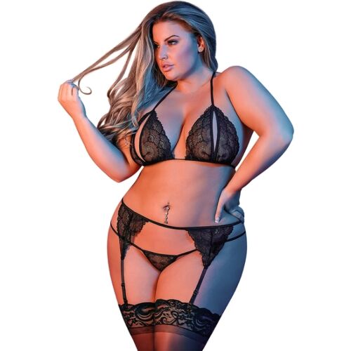 Lingeri BRA GARTER & G-SET BLACK L/XL - Sexigt och provocerande