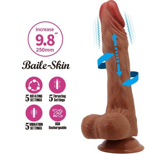 Realistisk Dildo BAILE Calisto 25 cm med Thrusting och Rotation