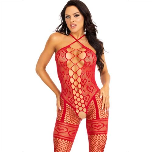 Bodystocking Leg Avenue Halter Neck med Hjärtdesign