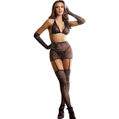 Bodystocking SUBBLIME Fiskenät med Handskar och Diamanter