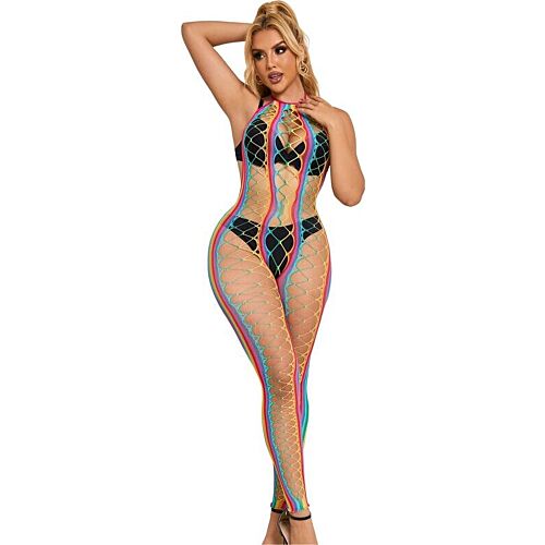 Rainbow Mesh Halterneck Bodystocking av SUBBLIME