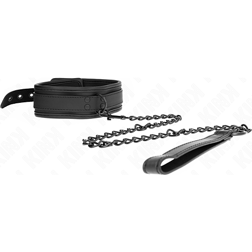 KINK Justerbar Neopren Bondage Halsband med Koppel