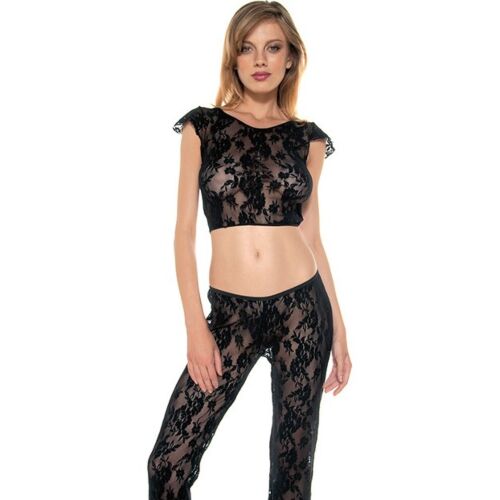 Leggins Music Legs PANTALON Y TOP SVART med spetsdetaljer