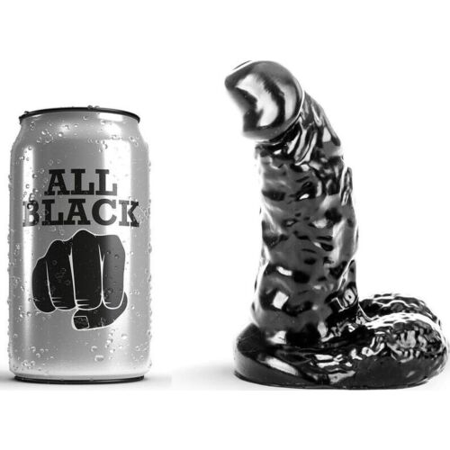 All Black Dildo 13 cm med ribbad skaft
