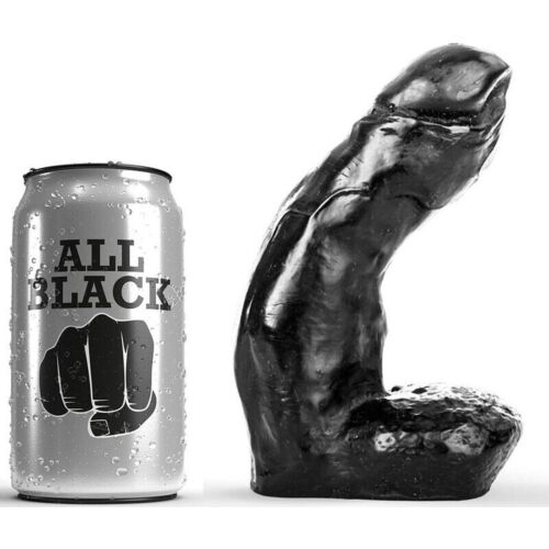 ALL BLACK 15 cm G-punktsdildo med Bollar