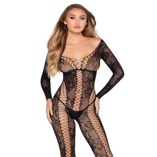 Bodystocking Leg Avenue 89369 med spets och nätpaneler