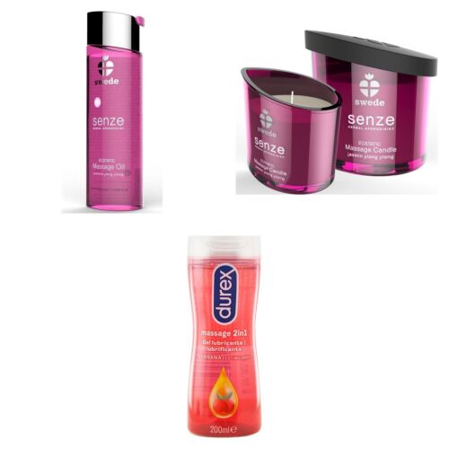 Kit för erotisk massage med olja, massageljus och 2-i-1-gel