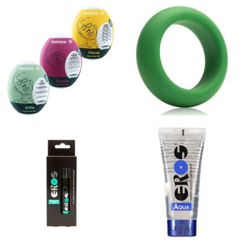 Kit för män med masturbatorägg från Satisfyer, penisring och fördröjningsspray