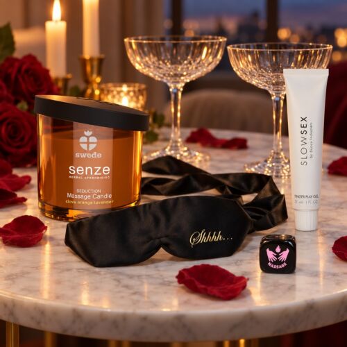 Romantiskt presentkit för alla hjärtans dag, årsdag och jul – stämningsbild (AI-genererad bild)