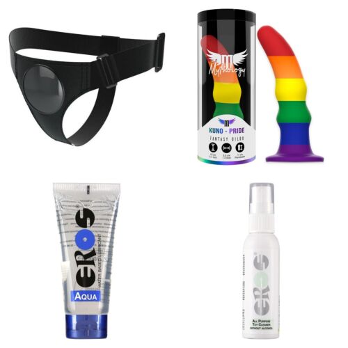 Strap-on-kit för nybörjare med universalsele och dildo i silikon