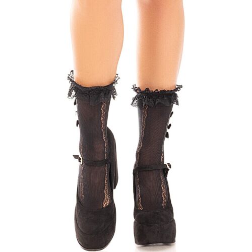 Ankelstrumpor Leg Avenue med spetsdetaljer och hjärtan