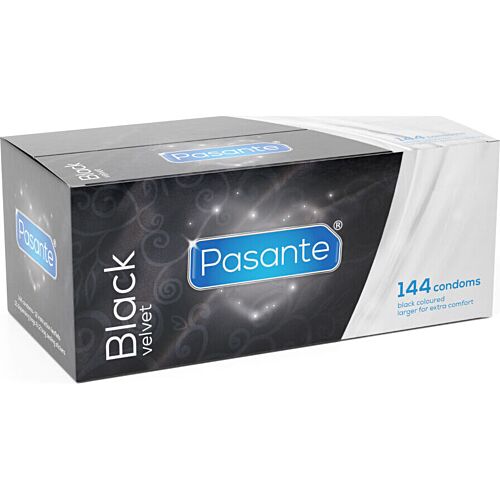 Kondom Pasante Black Velvet 144-pack med eleganta detaljer