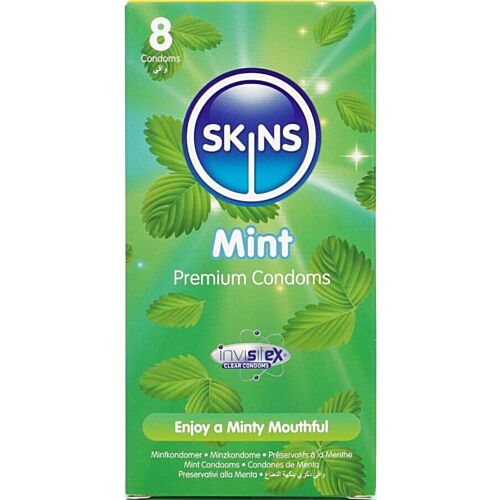 Skins Mint Kondomer Pack med 8 - Förbättrad Oral Upplevelse