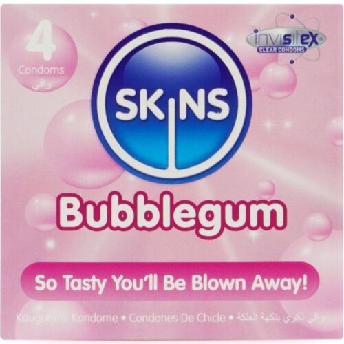 SKINS Bubbelgum Kondomer 4-pack med Fruktig Doft