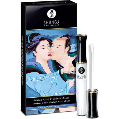 Shunga Divine Lip Gloss Kokosvatten - 3 i 1 Njutning