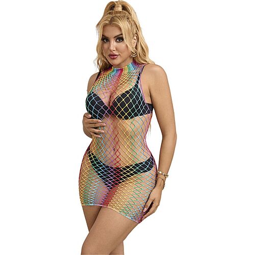 Färgstark Klänning 952433 Rainbow Hög Hals utan Ärmar