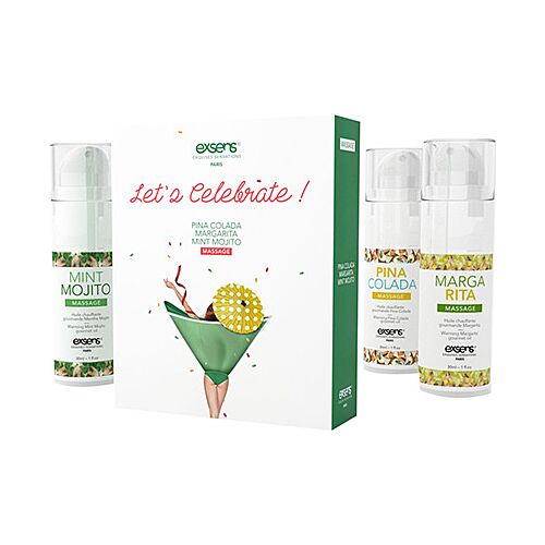 Masseringsoljor Exsens Let's Celebrate Trio med Värmeeffekt