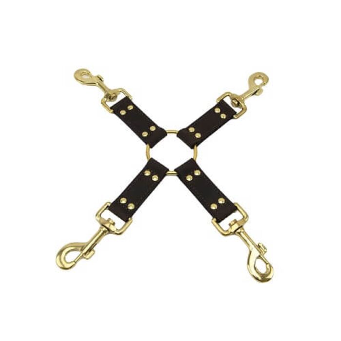 Restraints Bound Nubuck Leather 4 Way Hog Tie med snabbkopplingar Restraints Bound Nubuck Leather 4 Way Hog Tie med snabbkopplingar