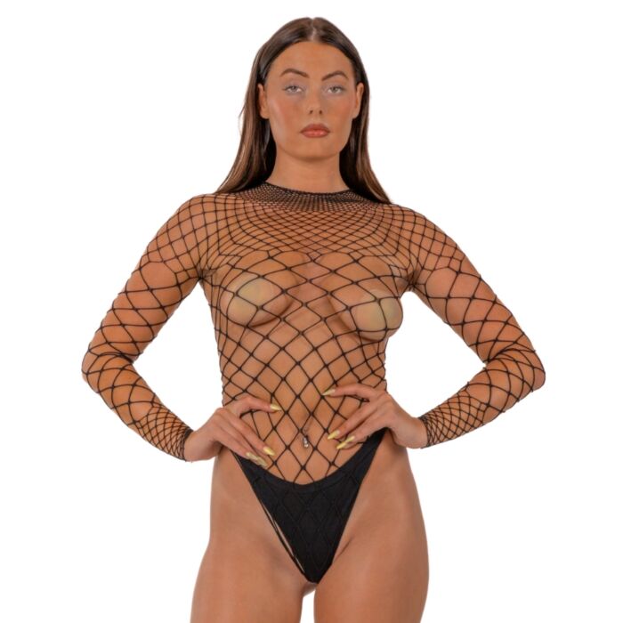Body Lace Fence Net Long Sleeved Thong Body Lace Fence Net Long Sleeved Thong