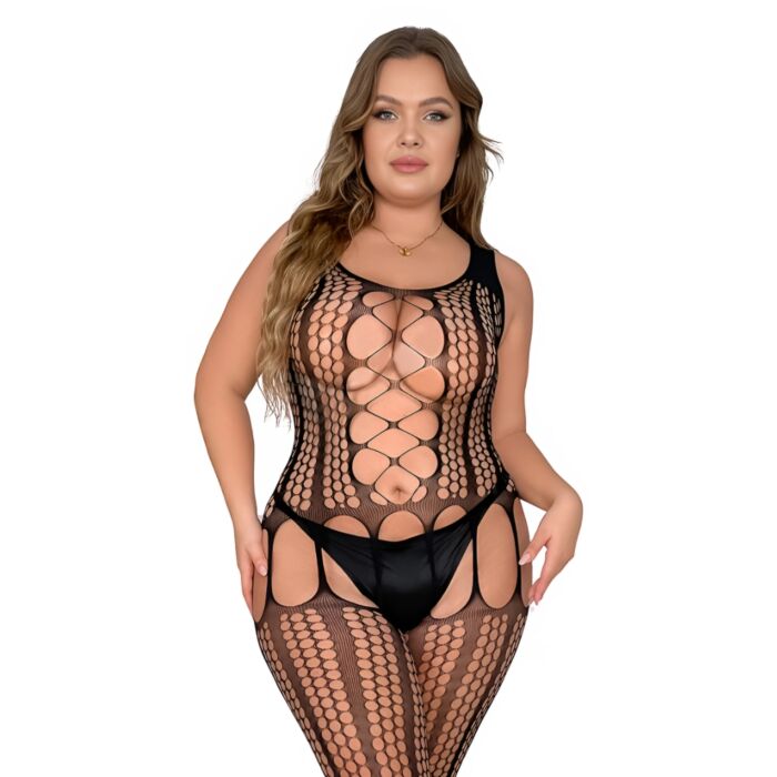 Bodystocking Lace Plus Size Up med öppen gren Bodystocking Lace Plus Size Up med öppen gren