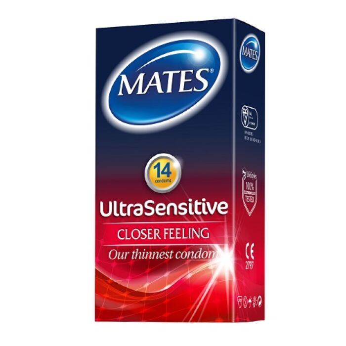 Kondomer Mates Ultra Sensitive 14-Pack för ökad känslighet Kondomer Mates Ultra Sensitive 14-Pack för ökad känslighet