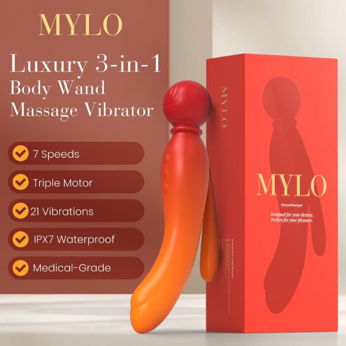 Vibratör MYLO 3-in-1 Body Wand Massager med 21 vibrationslägen Vibratör MYLO 3-in-1 Body Wand Massager med 21 vibrationslägen