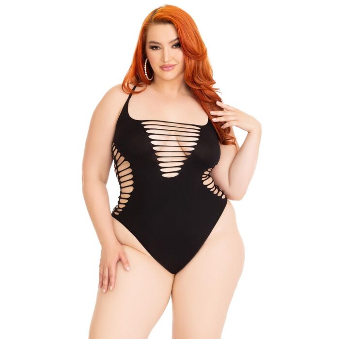 Teddy Leg Avenue Shredded Thong Bodysuit One Size Teddy Leg Avenue Shredded Thong Bodysuit One Size
