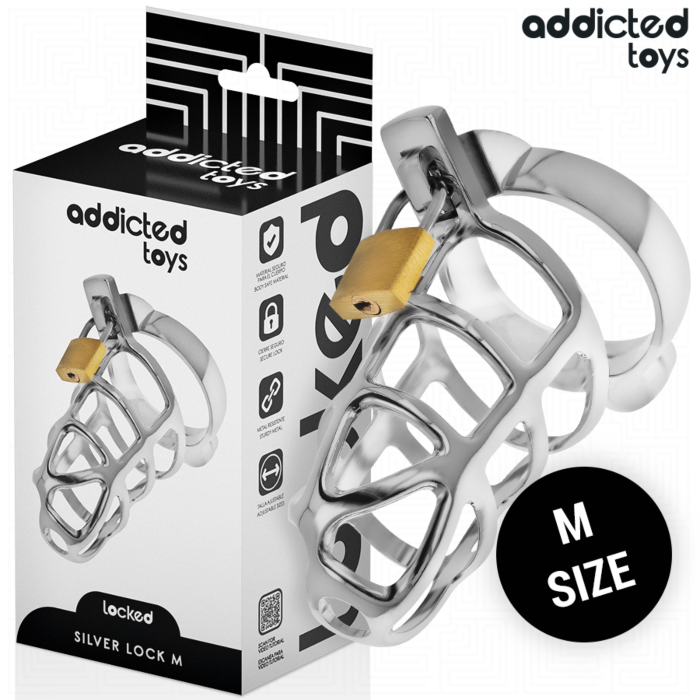 Addicted Toys Locked Silver Cage för Människor Addicted Toys Locked Silver Cage för Människor