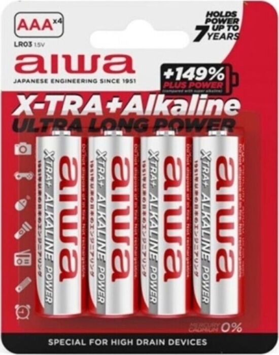 AIWA - X-TRA ALKALINE PILA ALCALINA AAA LR03 BLISTER*4 AIWA - X-TRA ALKALINE PILA ALCALINA AAA LR03 BLISTER*4