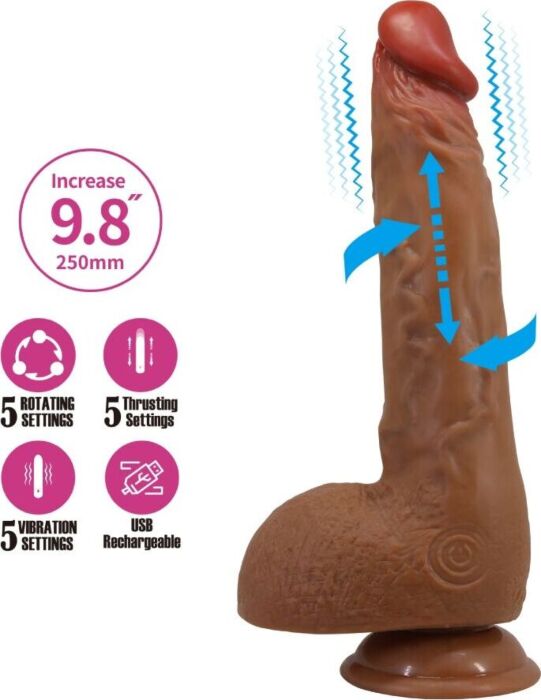 BAILE - BEAUTIFUL WILKS VIBRADOR REALÍSTICO DE 5 CONFIGURACIONES 25 CM MULATO