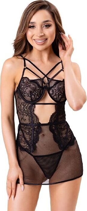 Camisa y Tanga Negro Livco Corsetti Cielo L/XL